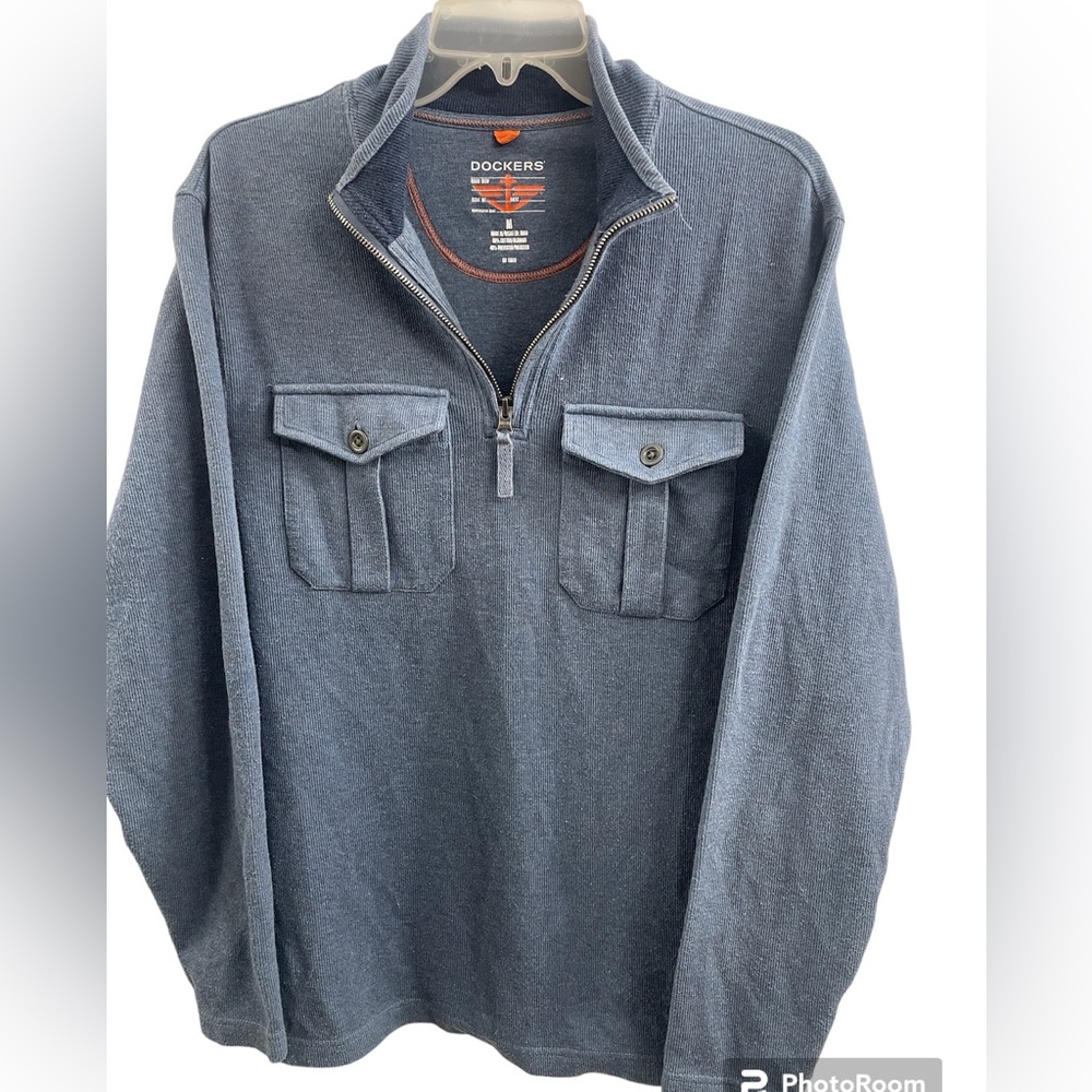 Dockers Blue/Gray Khaki Diem 1/4 Pullover Sweater Jacket Sz(M)